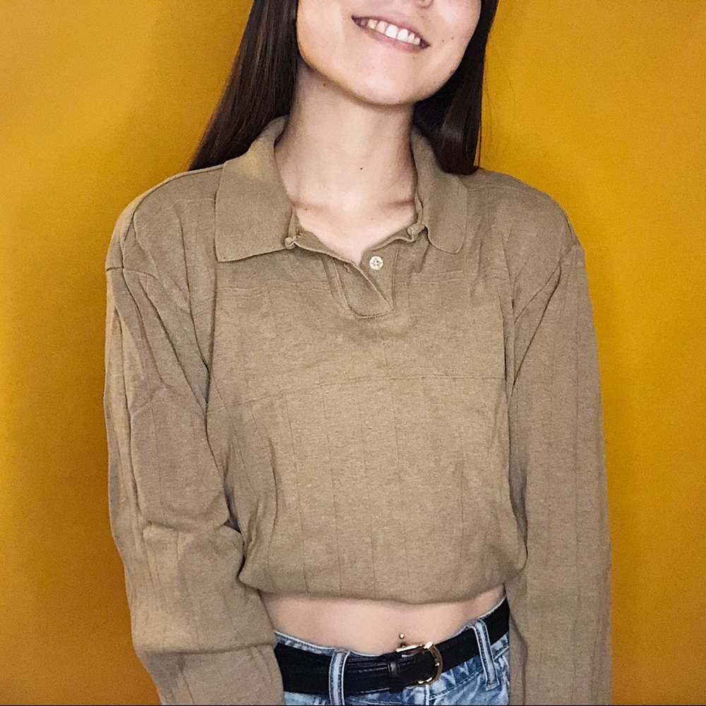 Alfani | Ribbed brown collared shirt | Size L